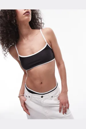 Topshop Mono contrast trim scoop bikini top in