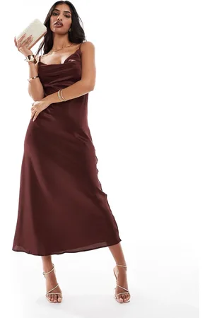 New Look Cowl neck satin midi dress in