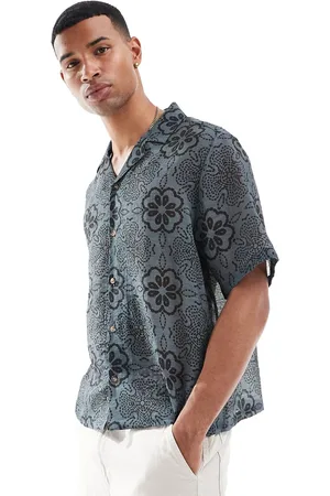 ASOS Boxy relaxed revere shirt with tile print in