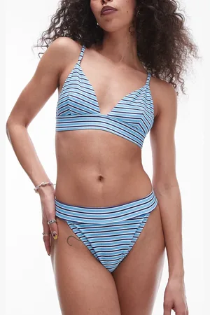 Topshop Stripe tanga bikini top in