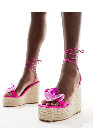 Public Desire Tabatha heeled espadrille with flower in