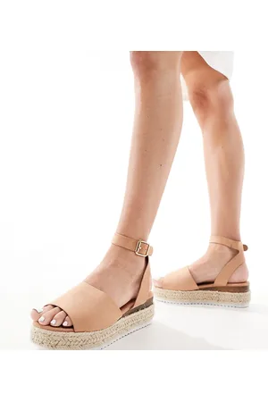 Truffle Collection Wide fit flatform espadrille in beige
