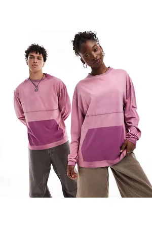 COLLUSION Unisex skater long sleeve wash detail t-shirt