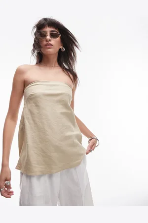Topshop Linen longline bandeau in sand