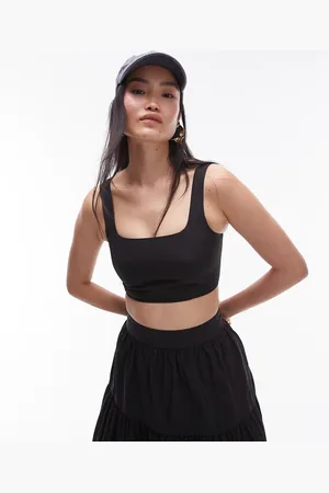 Topshop Co-ord taffeta square neck crop top in