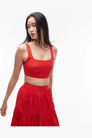 Topshop Co-ord taffeta square neck crop top in