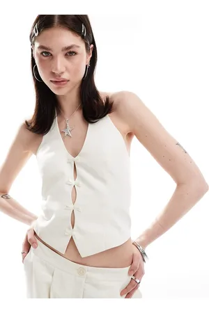 Reclaimed Waistcoat top with bows in co-ord