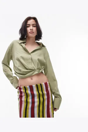 Topshop Drape side top in khaki