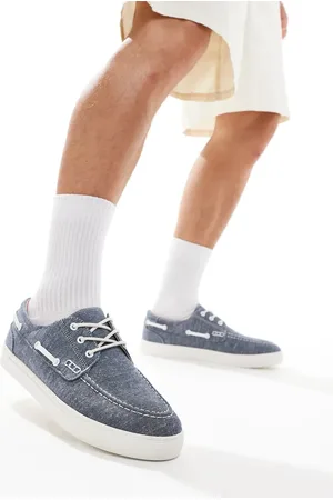 ASOS Boat shoes in chambray with white sole