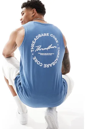 Threadbare Logo print vest in coronet
