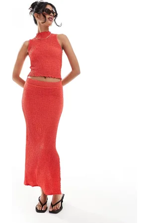 Pieces® Textured ankle length skirt co-ord in