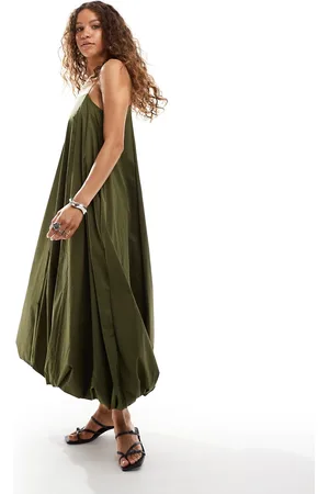 Ghospell Bubble midaxi dress in khaki