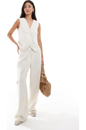 VERO MODA Linen touch tailored cargo trouser co-ord in beige
