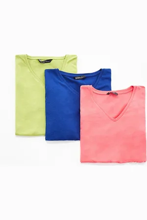 Yours 3 pack v neck t-shirts in pink, navy and green