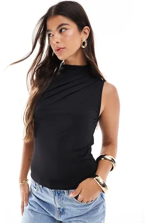 Pieces® Drape neck sleeveless top in