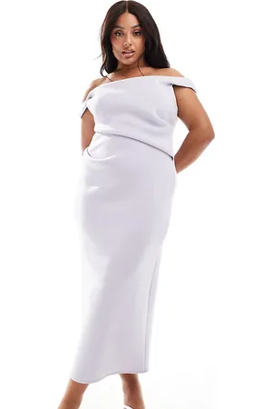 ASOS ASOS DESIGN Curve structured bardot pencil midi dress in lilac