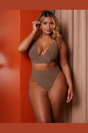 Wolf & Whistle X Natalie Gessey Fuller Bust bikini bottom in metallic