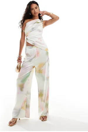 Style Cheat Wide leg trousers in pastel marble print co-ord