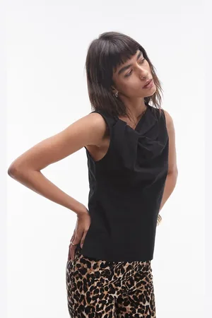 Topshop Knot detail sleeveless cotton top in