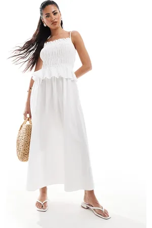 River Island Shirred midi dress in