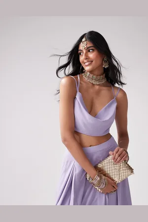 Kanya London Bridesmaid chiffon spaghetti strap cowl neck top co-ord in lilac grey