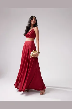 Kanya London Lehenga chiffon full flare skirt co-ord in deep