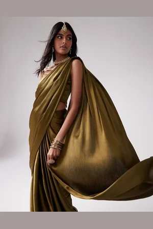 Kanya London Bridesmaid Saree co-ord set in olive