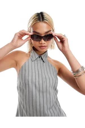 COLLUSION Halter shirt co ord with strappy back in pinstripe