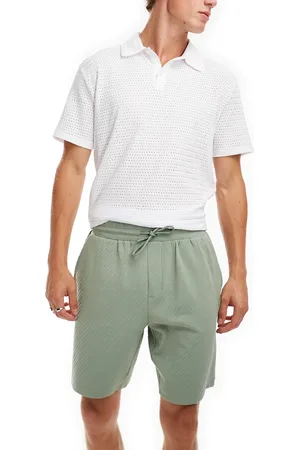 Threadbare Shorts with elasticated waist in sage textured stripe
