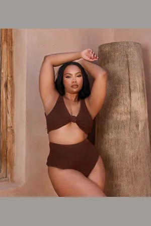Moda Minx Curve X Bernadette Afia scrunch knot top in coffee