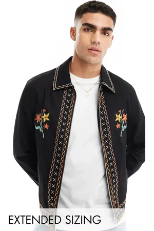 ASOS Cropped harrington jacket with embroidery in