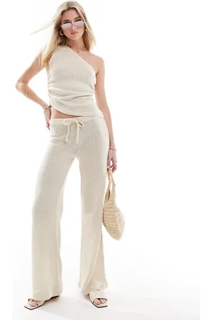 ASOS Textured beach wide leg trouser in