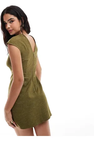Closet Underbust seam mini dress in olive