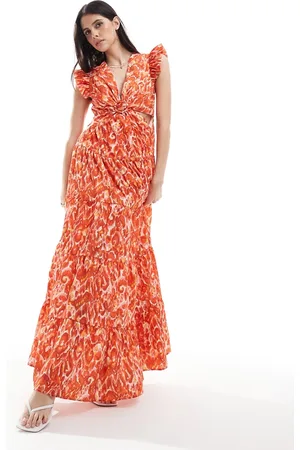 Style Cheat Cut out cotton maxi dress in smudge print