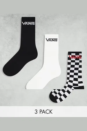 Vans 3 pack classic crew socks in black and white
