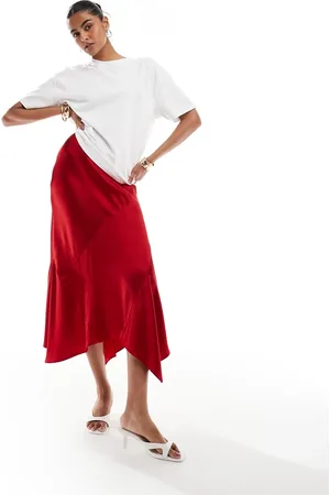 & OTHER STORIES & satin asymmetric panelled midi skirt in