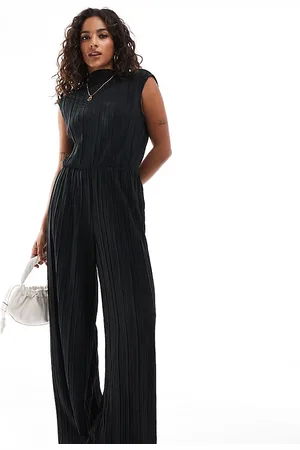VERO MODA High neck sleeveless plisse jumpsuit in