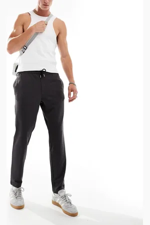 JACK & JONES Tapered drawstring smart trouser in dark marl