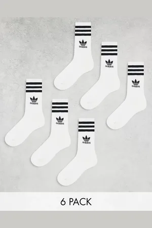 adidas 6 pack crew socks in with trefoil and 3 stripes