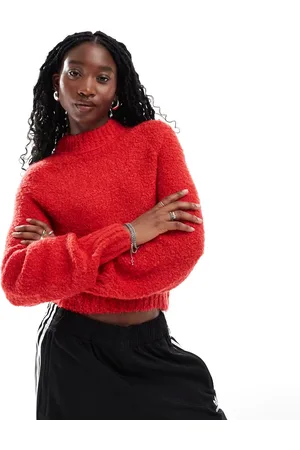Glamorous Chunky boxy crop knit jumper in red