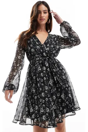 VILA Chiffon wrap mini dress in floral print