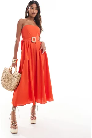 River Island Bandeau belted midi dress in