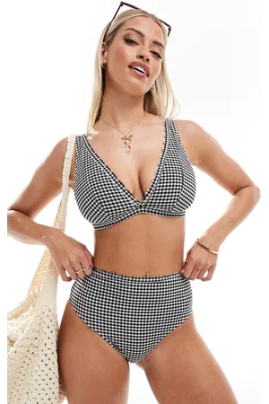 Peek & Beau Fuller Bust high waist bikini bottom in and white gingham