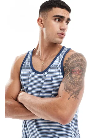 Ralph Lauren Icon logo multi stripe vest in light