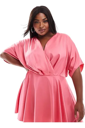 ASOS ASOS DESIGN Curve satin batwing mini dress in