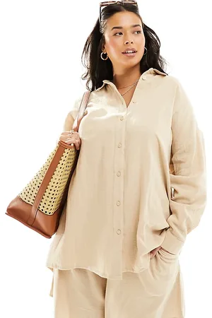 Yours Cheesecloth shirt co-ord in beige