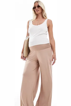 ASOS Maternity jersey palazzo beach trouser in cream
