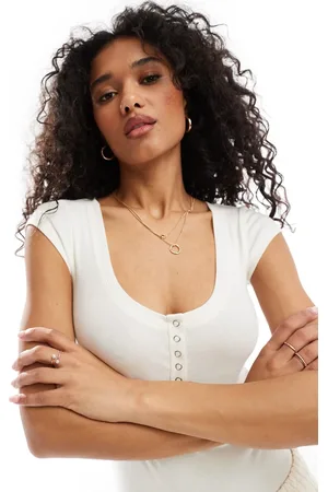 Miss Selfridge Popper bodysuit in ecru