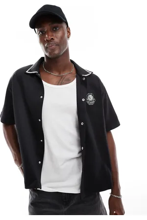 Bershka Sports tipped collar shirt in