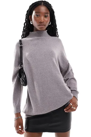 Glamorous High neck oversized slouch jumper in mushroom knit
